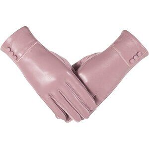 🆕Women's Light Purple Winter Fashion Leather Suede Driving Dress Gloves